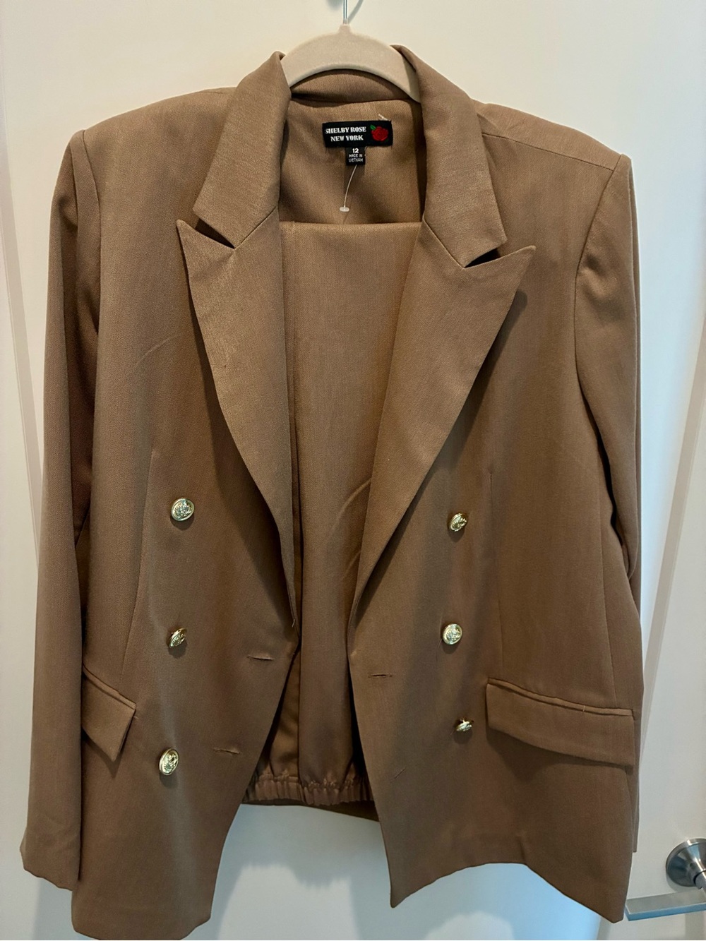 Double-Breasted Light Brown Pantsuit-never worn!